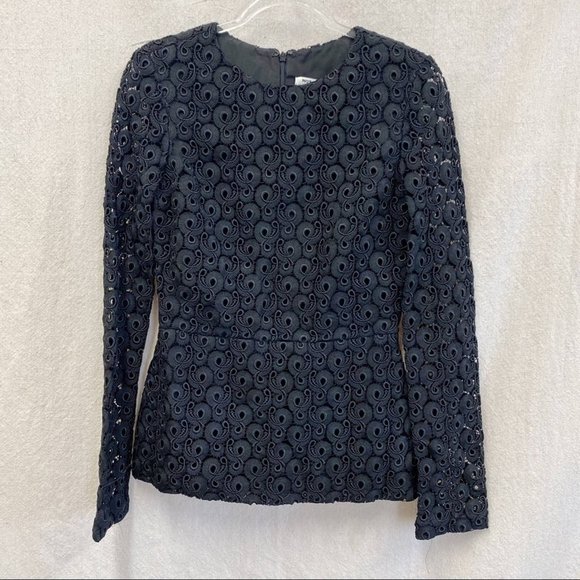Vera Wang black crochet lace peplum top one of a kind, sample size XS-S - Picture 2 of 10